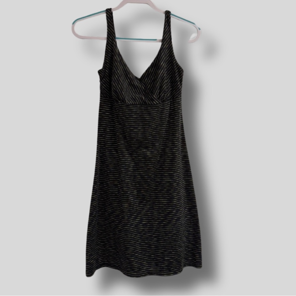 Prana Black and Gold Striped A-Line Dress